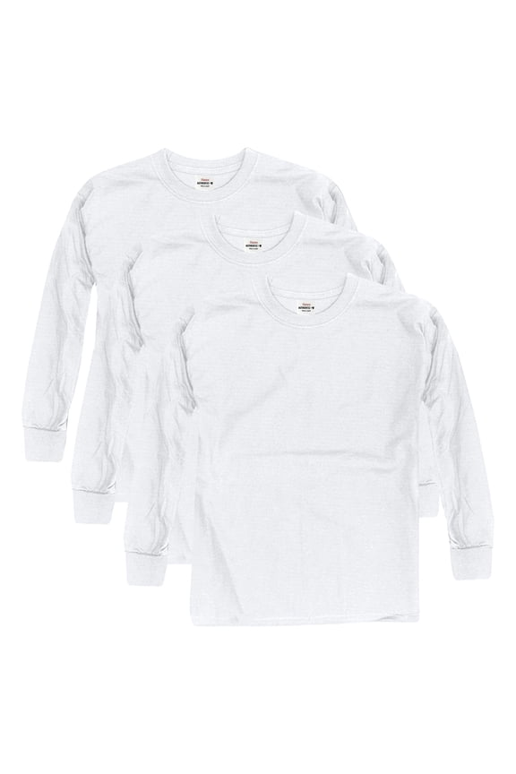 Boys' Long Sleeve T-Shirt, 3-Pack White XS