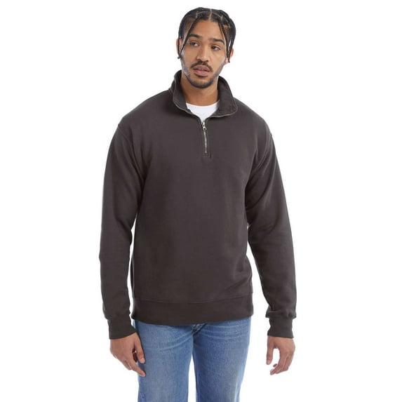 ComfortWash by Hanes GDH425 Garment-Dyed Quarter-Zip Sweatshirt-New Railroad Grey-M