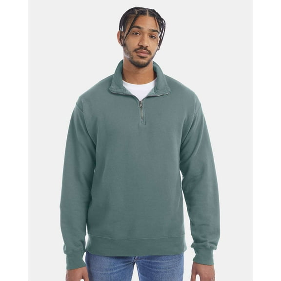 ComfortWash by Hanes - Garment-Dyed Quarter-Zip Sweatshirt - GDH425 - Cypress Green