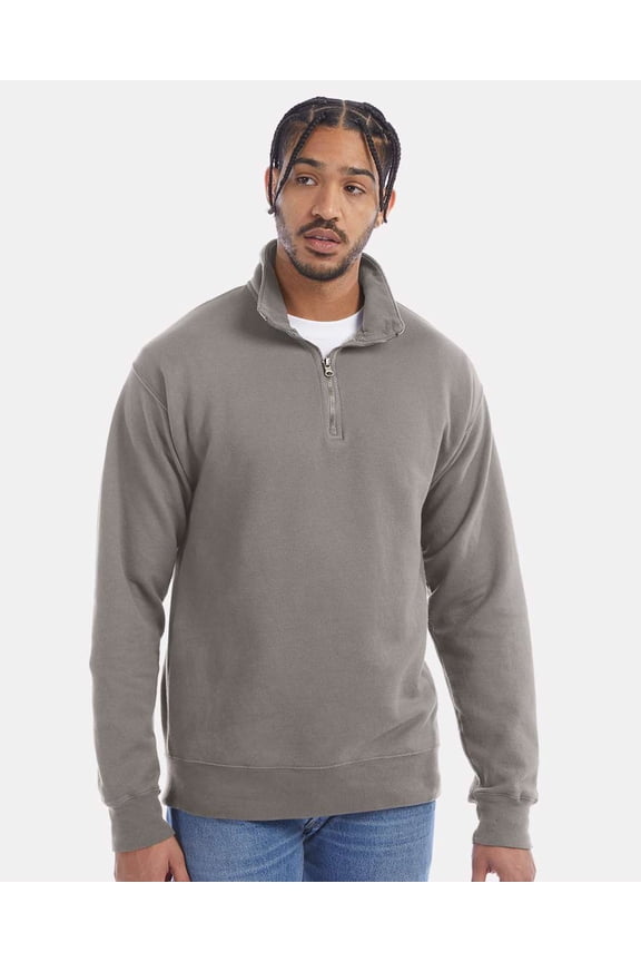 ComfortWash by Hanes Garment-Dyed Quarter-Zip Sweatshirt