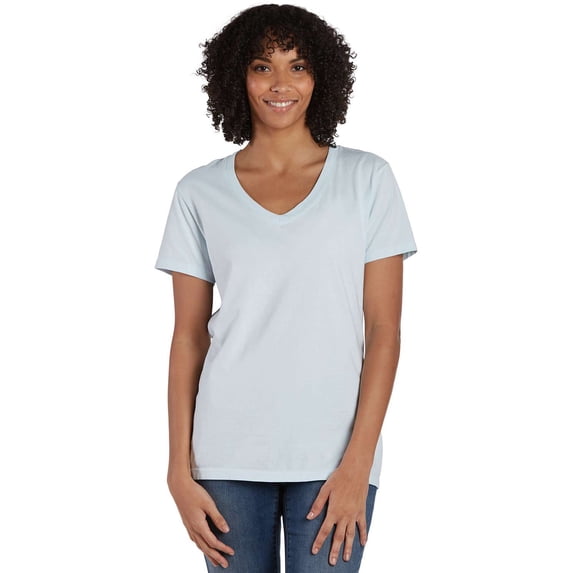 ComfortWash by Hanes Garment-Dyed Women's V-Neck T-Shirt Size up to 3XL