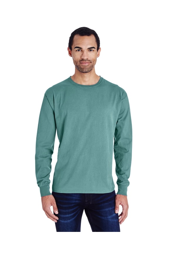 Unisex Garment-Dyed Long-Sleeve T-Shirt (GREEN - S)