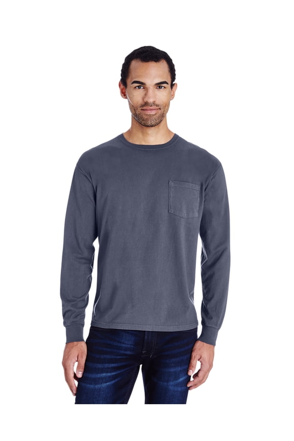 ComfortWash by Hanes Unisex 5.5 oz., 100% Ringspun Cotton Garment-Dyed Long-Sleeve T-Shirt with Pocket - GDH250