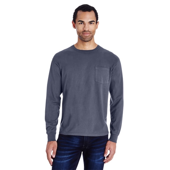 ComfortWash by Hanes Unisex 5.5 oz., 100% Ringspun Cotton Garment-Dyed Long-Sleeve T-Shirt with Pocket - GDH250