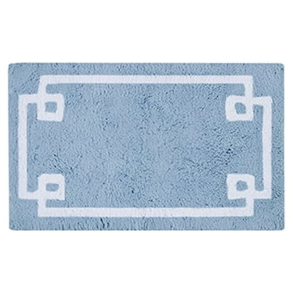 Comfortable 20 W x 30 L Inches 100% Cotton Tufted Rectangle Bathroom Rug, Blue