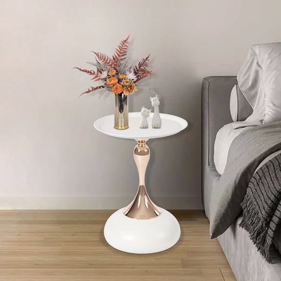 Comfortable 21.65" Height & Large Tray, Round Side Table, Metal End Table, Round End Table for Offices