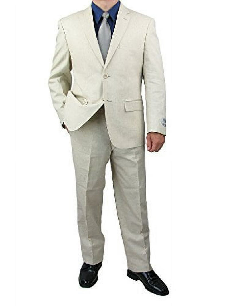 Comfortable 2pc Men's 2-Button Linen and Cotton Blend Suit - Walmart.com