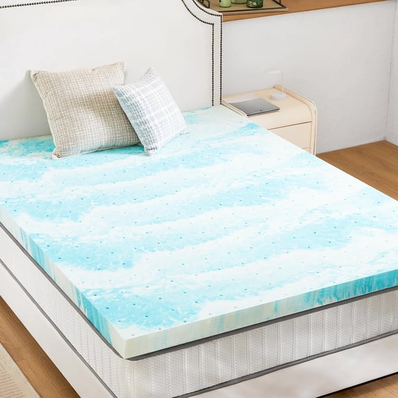 Comfortable 3 Inch Blue Gel Infused Memory Foam Mattress Topper Full Size