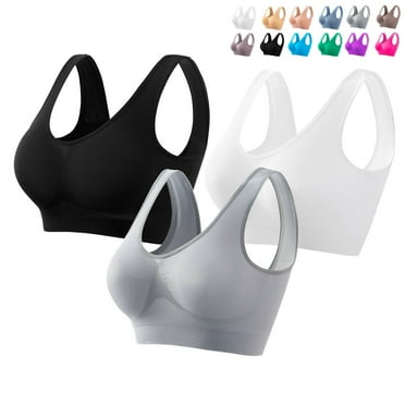 Comfortable 3-Pack Seamless Sports Bras with Removable Pads Medium Support Yoga and Sleep Bras for Women, Wire-Free