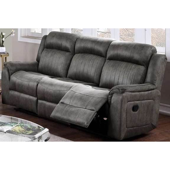 Comfortable 3 Slate Blue Couch With Reclining Function Breathable Manual Motion In For Primary Living Area