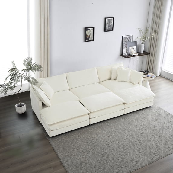 Sturdy Wood Frame Modular Couch - Support 3 Adults Comfortably