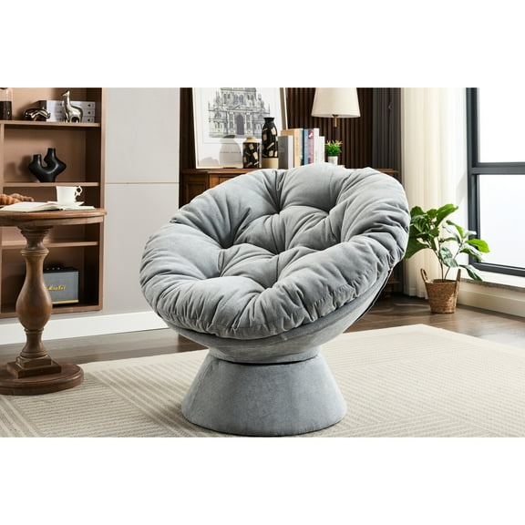 Comfortable 360 Degree Swivel Furniture - Grey Chenille Chair For Living Room Comfort