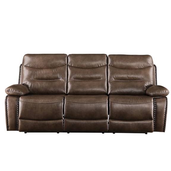 Comfortable 38.78 In. Deep Brown Leather-gel Recliner With Cup Holder Console Match - Sinuous Spring Support