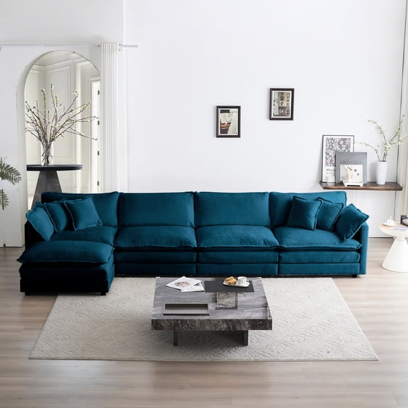 Comfortable 4 - seater Chenille Sectional / Re - arrangeable for Personal Style