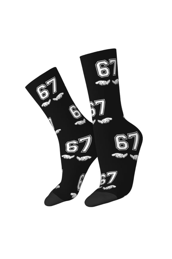 Comfortable 67 Number Design Calf Socks For Women Men Casual Funny Sock