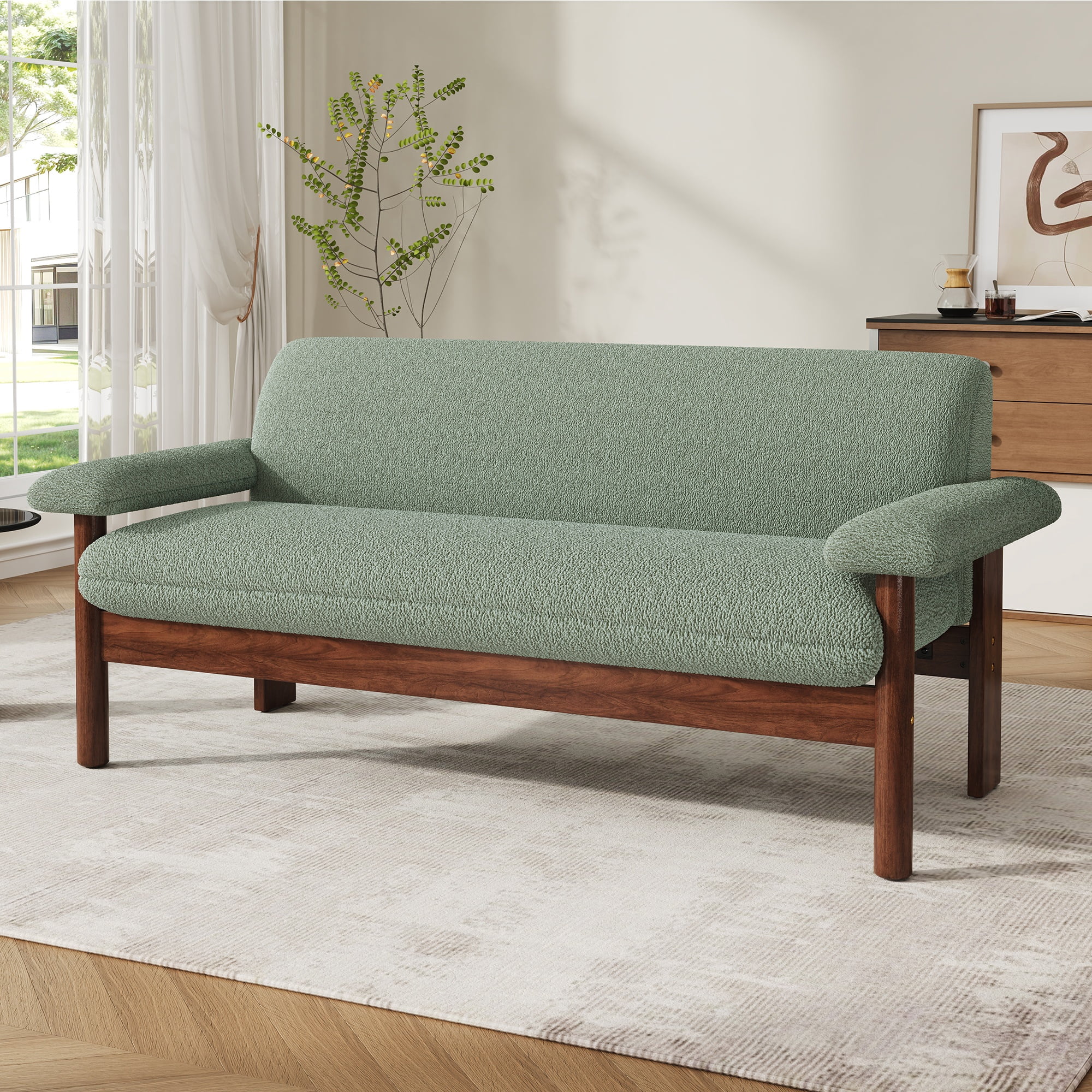 Comfortable 72.8-Inch Loveseat Sofa with Armrest Pillows, 2-Seater Couch for Living Room and Small Spaces, Green
