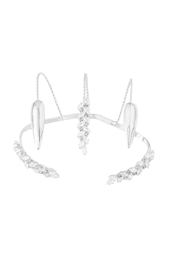 Comfortable And Lightweight Rhinestones Claws Setting Versatile Bangle Finger Open Rings For Women