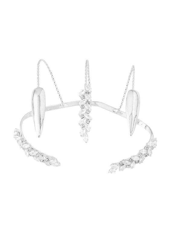 Comfortable And Lightweight Rhinestones Claws Setting Versatile Bangle Finger Open Rings For Women