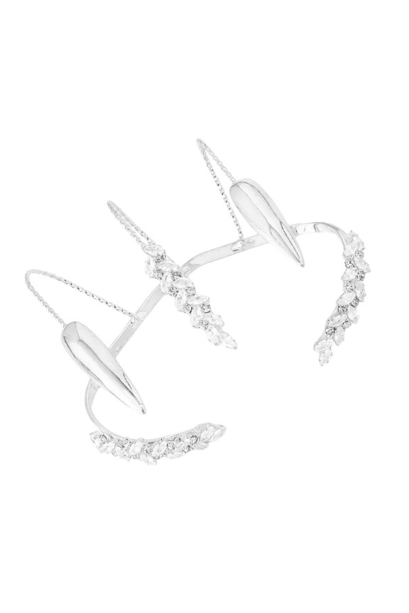 Comfortable And Lightweight Rhinestones Claws Setting Versatile Bangle Finger Open Rings For Women