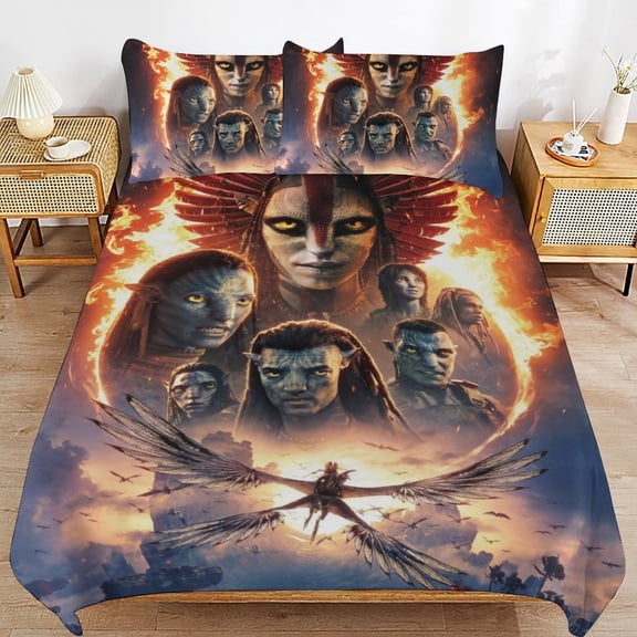 Comfortable Avatar Bedding 3 Pieces Set With Pillow Shams for All Seasons 79"x90"