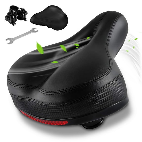Comfortable Bike Seat, Dual Shock Absorption Wide Bicycle Seat Waterproof Bike Saddle with Rubber Balls Suspension Universal Fit for Bikes