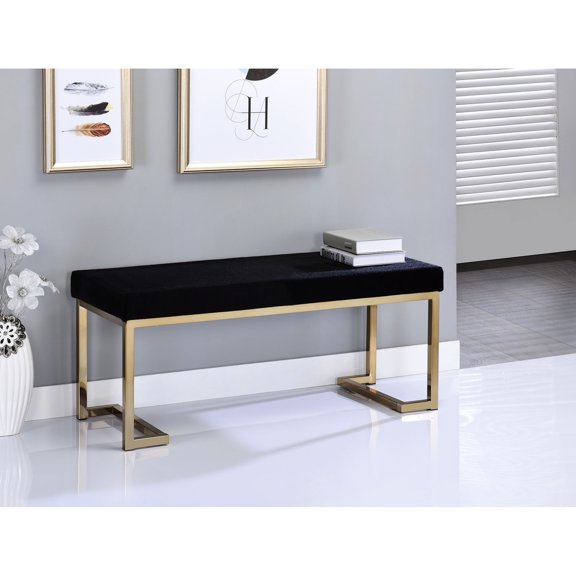 Comfortable Black Bench with Champagne Finish - Elevate Interior Design