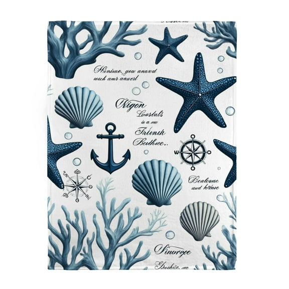 Comfortable Blanket, Sofa Blanket, Nautical Theme, Decorative Blanket, High-Quality Flannel, Soft Texture, All-Season Blanket, Lightweight Blanket, Travel Essential
