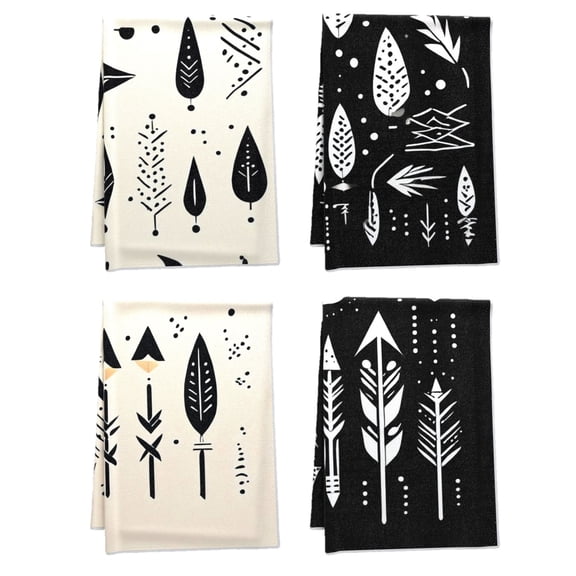 Comfortable Boho Bath TowelTowel Set Deco for Outdoor Garden Table Gym Car, Thick Lines Bohemian Patterns Fall Kitchen Decor 16x24inch Set Of 4 Arrows Dots Handy Tea Towel