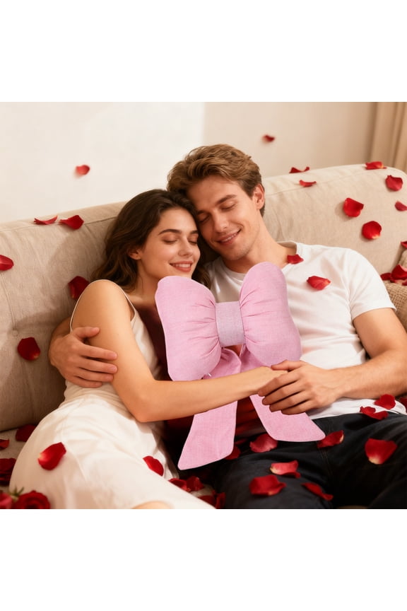 Comfortable Bow Design Car Headrest Neck Pillow, Breathable Cotton Support for Long Drives and Office Use, Ergonomic Travel Accessory