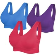 Comfortable Bra,3 Pack Seamless Removable Pads Sleep Bras,Yoga Bra,Sports Bras for Women