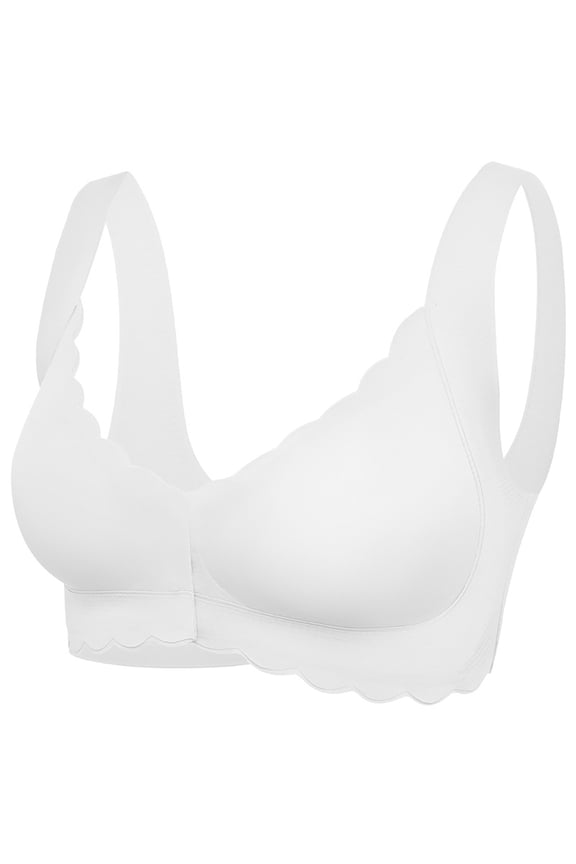 Comfortable Bras for Older Women, Hugcore Front Closure Bras for Women No Underwire Comfy Poweful Bra Spagetti Straps V Neck Anti Sagging Everyday Bras Bra Front Closure White XL