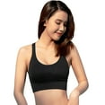 thumbnail image 1 of Comfortable Bras for Older Women Shockproof Sports Hollowed Out Bra with Back Buttons V-Neck Convertible Bra Feature Hook and Eye Closure Padded Bra Style Y-77 , Black M, 1 of 4
