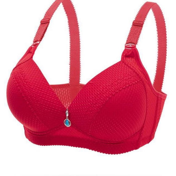 Comfortable Bras Women Full-Coverage Bra Feature V-Neck Full-Figure Bra Style W-400 Red 40