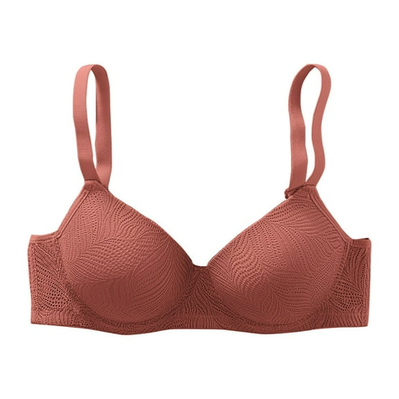 Comfortable Bras for Women, Hugcore Women's French Lace Bra European and American Large Size Thin Style with Underwire Side Control and Underwear Womens Bras Wireless orange 75Bc