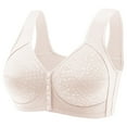 thumbnail image 1 of Comfortable Bras for Women Wireless Front Closure Solid Color Beauty Back Underwear Bras Wide Shoulder Vest Lightweight Comfort Front Button Corset a-Khaki 42, 1 of 3