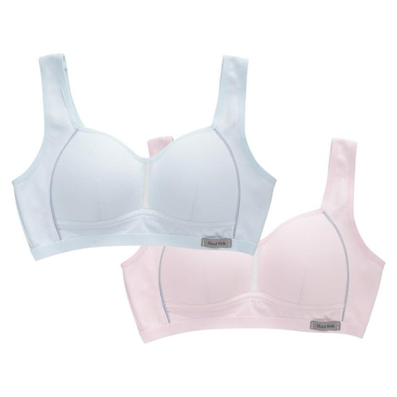 Comfortable Bras for Girl New Girls 2pc Primary and Secondary School Solid Color Comfortable Camisole Bra Style B-27 Sky Blue 13 Years