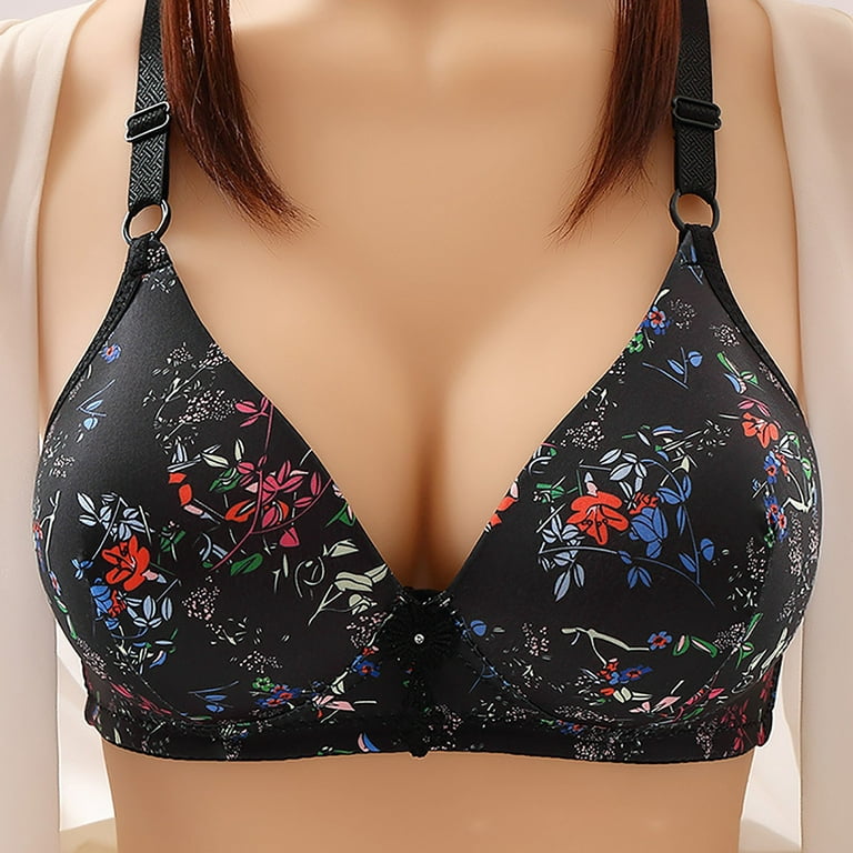 Comfortable Bras for Women Full Coverage Fashion Bowknot Printing  Comfortable Hollow Out Bra Underwear No Rims Gift for Women Up to 65% off