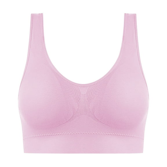 Comfortable Bras for Women Seamless Bra Feature V-Neck Molded Bra Style W-1695 Pinks XL