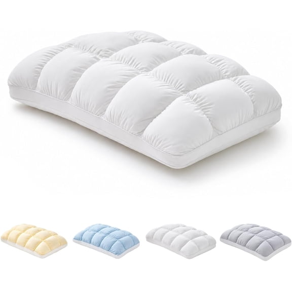 Comfortable Breathable Cloud Sleeping Pillow, Soft Quilted Cooling Pillow with Machine Washable Cover for Side & Back Sleepers