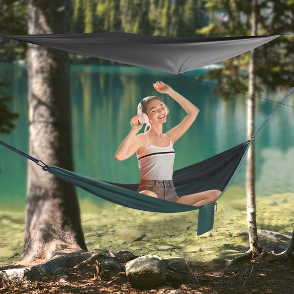 Comfortable Camping Hammock with Mosquito Net, High Load Capacity, Double Zipper, Built-in Pocket, and Practical Hook for Easy Outdoor Relaxation