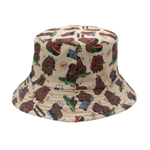 Comfortable Capybara Bucket Hat Outdoor Travel Photography Sunscreen Hat for Beach Trip and Exploration