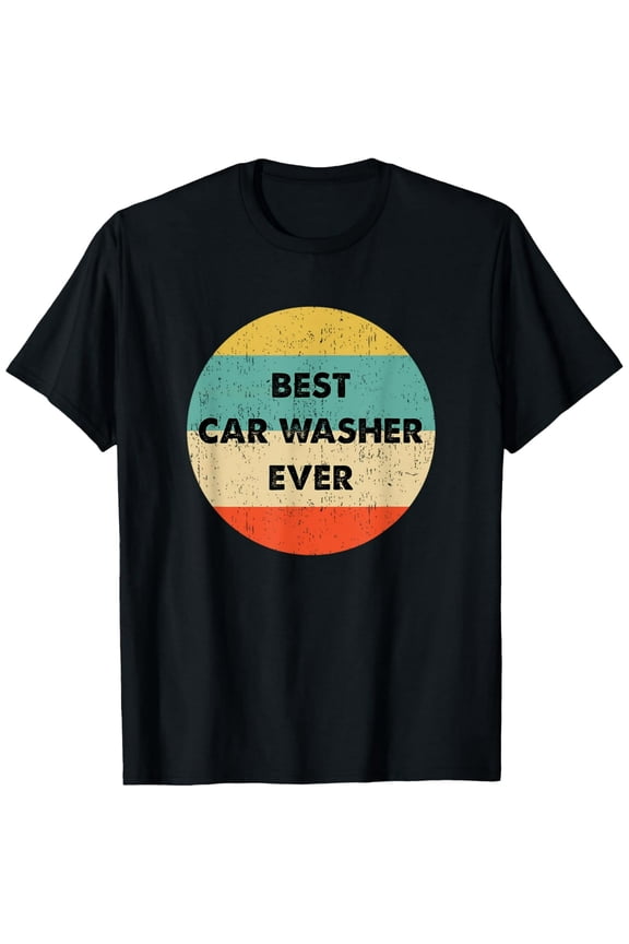 Comfortable Car Washer Theme Graphic T-Shirt Cotton Blend Crew Neck