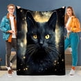 thumbnail image 1 of Comfortable Cartoon Black Cat Flannel Theme Pattern Printed Blanket Fashionable Soft and Warm Suitable for All Seasons Gift Perfectly Used on Sofa Bed Office and Travel Ideal, 1 of 7