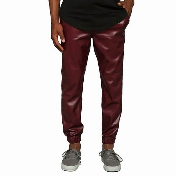 Comfortable Casual Burgandy Color 100% Lambskin Leather Motorcycle Atheletic Pant For Men Size -28