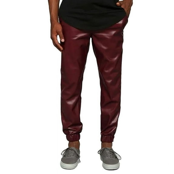 Comfortable Casual Burgandy Color 100% Lambskin Leather Motorcycle Atheletic Pant For Men Size -36