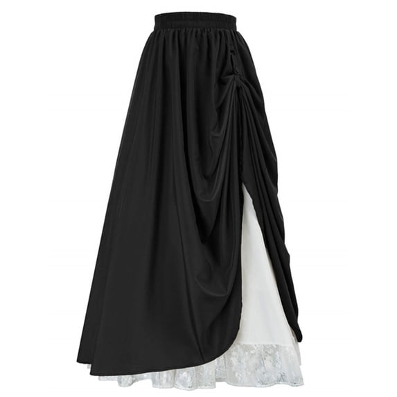 Comfortable Casual Textured Wear for Women Women's Summer Casual Solid Fold Elastic Waist Long Skirt Women's Breathable Large Size Attire