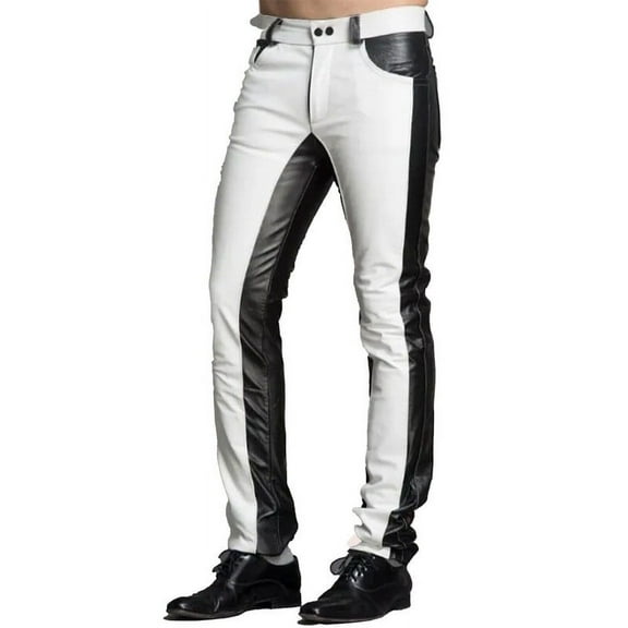 Comfortable Casual White Color 100% Lambskin Leather Motorcycle Atheletic Pant For Men Size -28