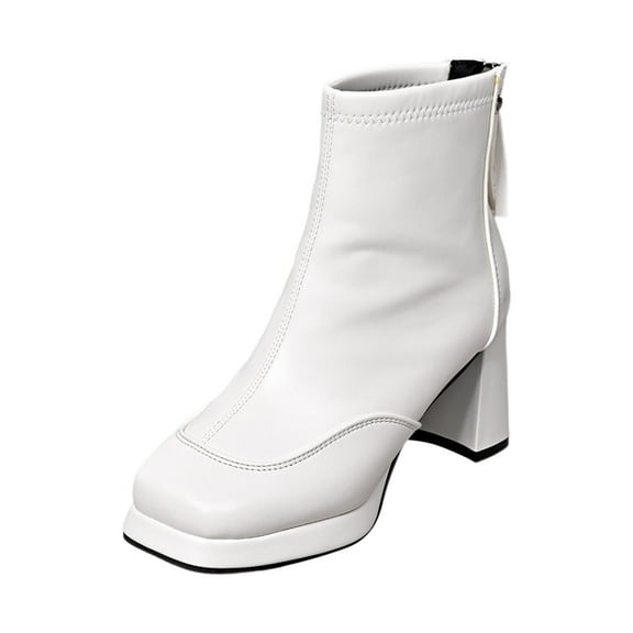 Comfortable Casual Women's Ankle Boots Stylish Lace Up Heel Short Booties for Everyday Wear and Work Events with Side Zipper Design
