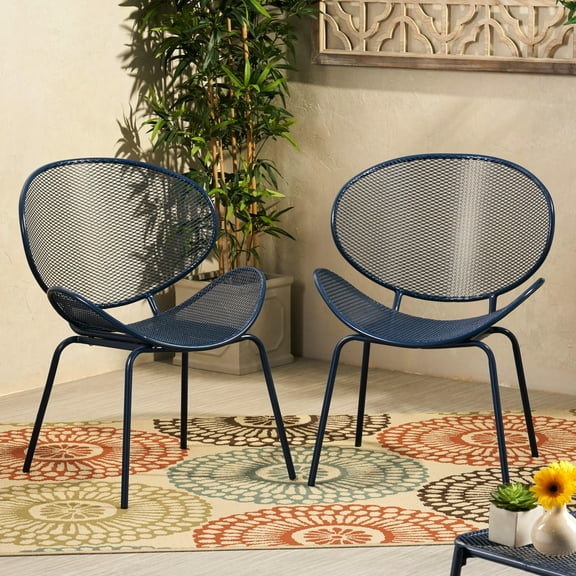 Comfortable Chair In Navy Iron, 34.39 In. Height, 24.66 Width, 24.89 Depth Navy, Iron Build, High, Wide, Deep, 22.37 Lb