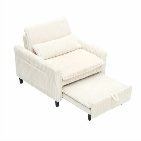 Comfortable Chair for Small Apartment Bedroom Space Balcony Small Sofa Bed Lazy Small Sofa Sofa with a Pillow (Beige)